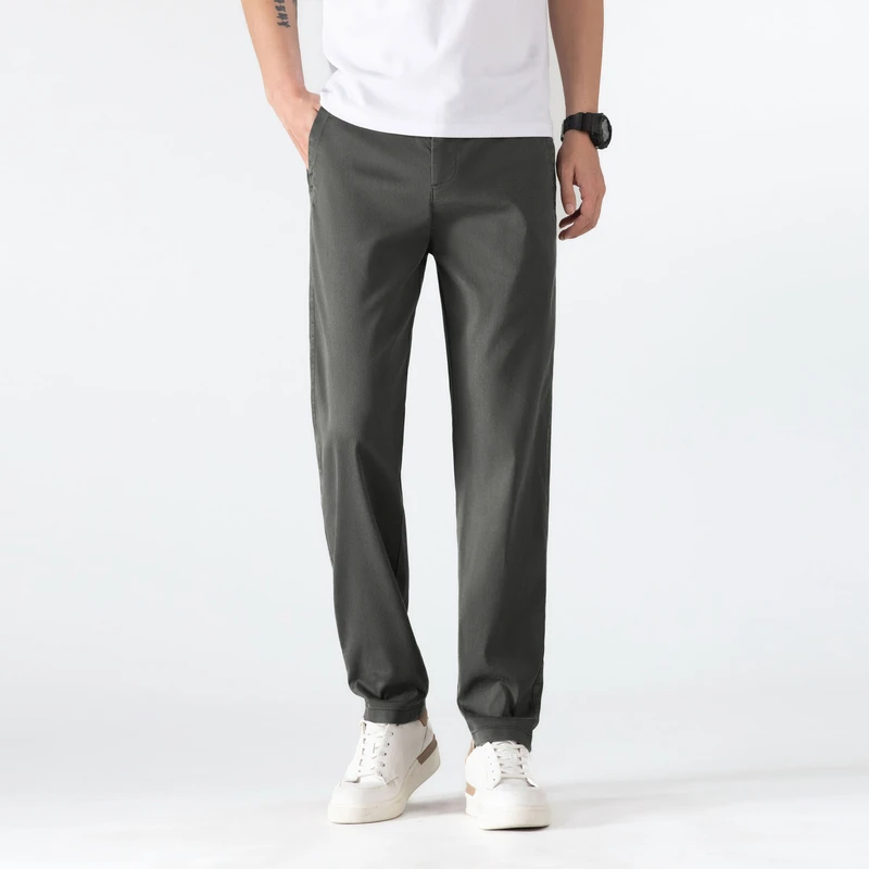 夏季宽松微锥男士时尚云朵长裤刺绣男士夏季裤子薄款