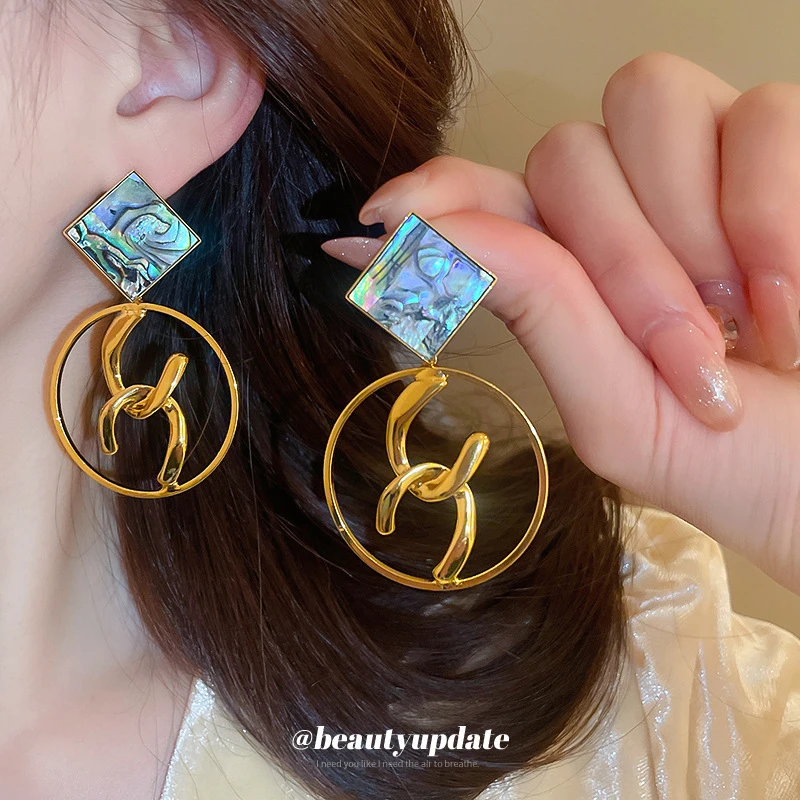 铜合金耳饰 【贝姆双C】真金电镀银针交叉双C耳钉时尚百搭气质耳环