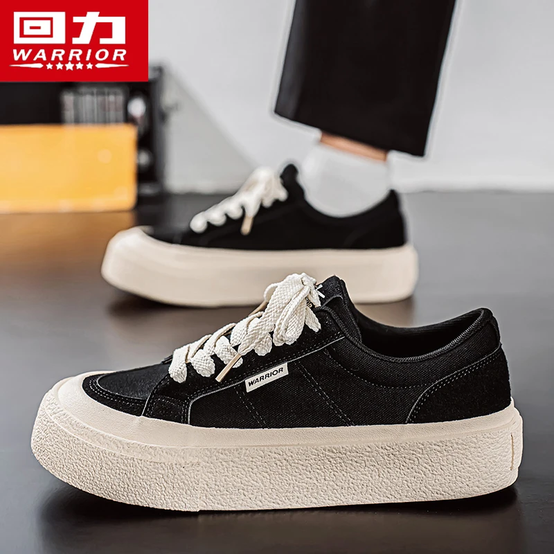 回力男鞋秋季2025新款帆布休闲板鞋小众原创港风运动厚底黑色潮鞋