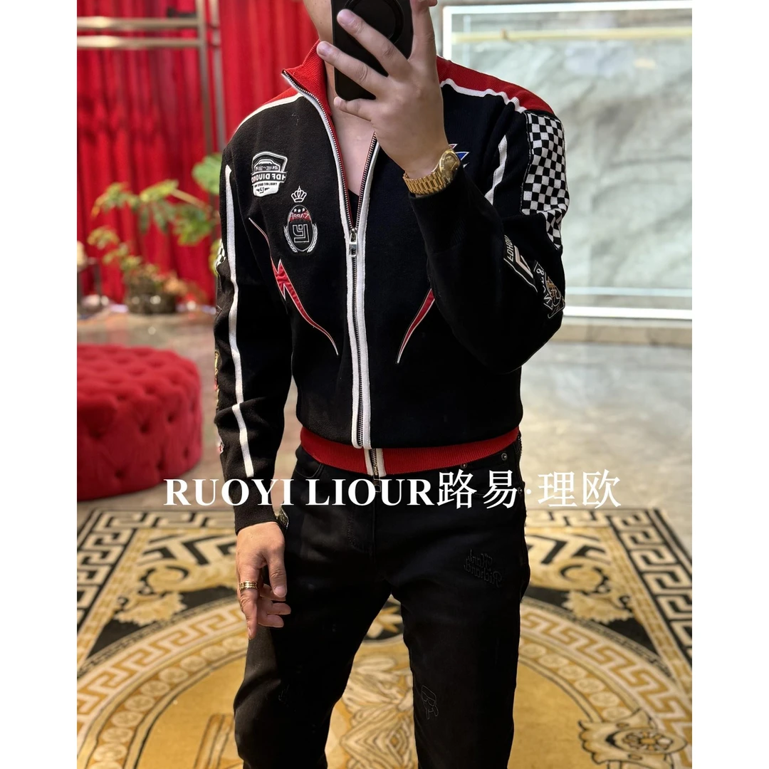 【路易理欧】潮流男欧货时尚运动设计款加厚针织外套202461