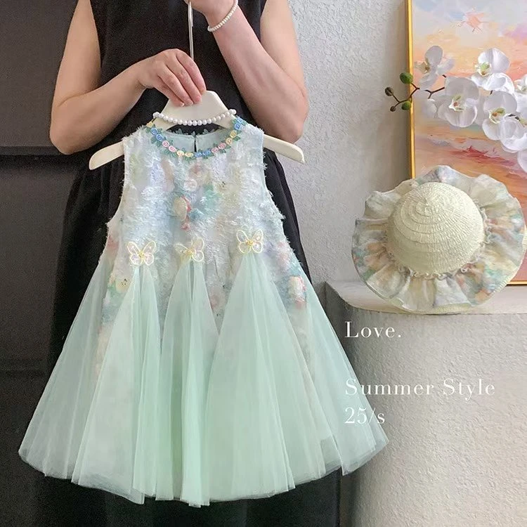 蝴蝶结卡通风女夏季2025新款网纱蓬蓬裙连衣裙洋气