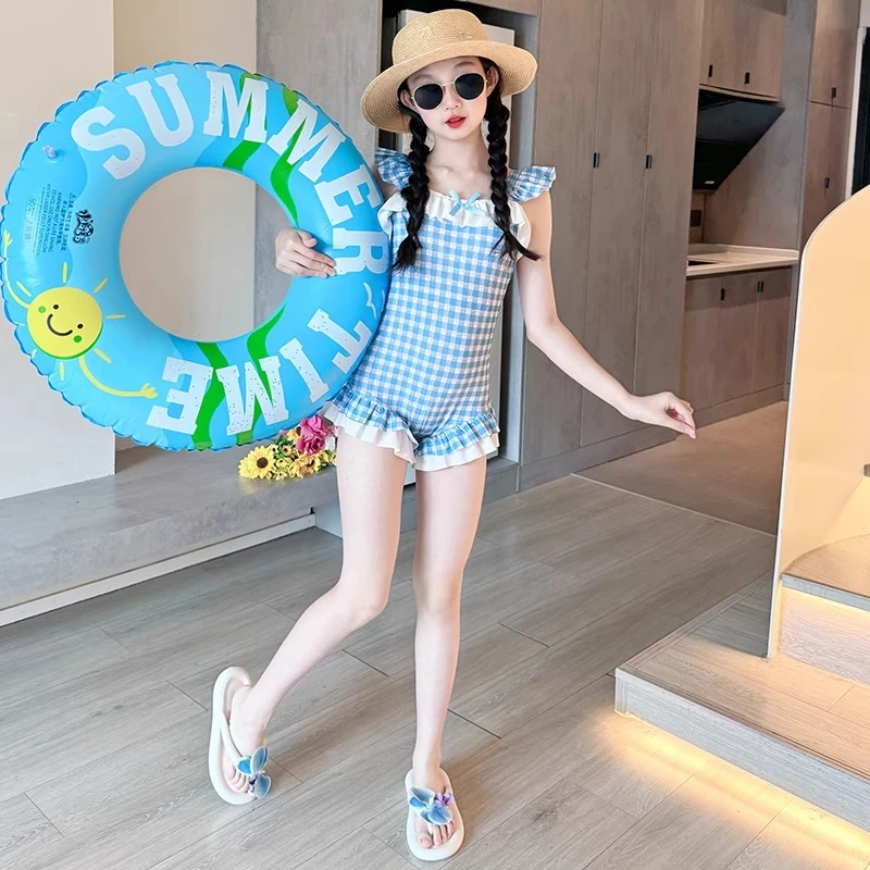 女童高颜值泳衣2025新款儿童连体吊带泳装女大童夏季带胸垫游泳衣