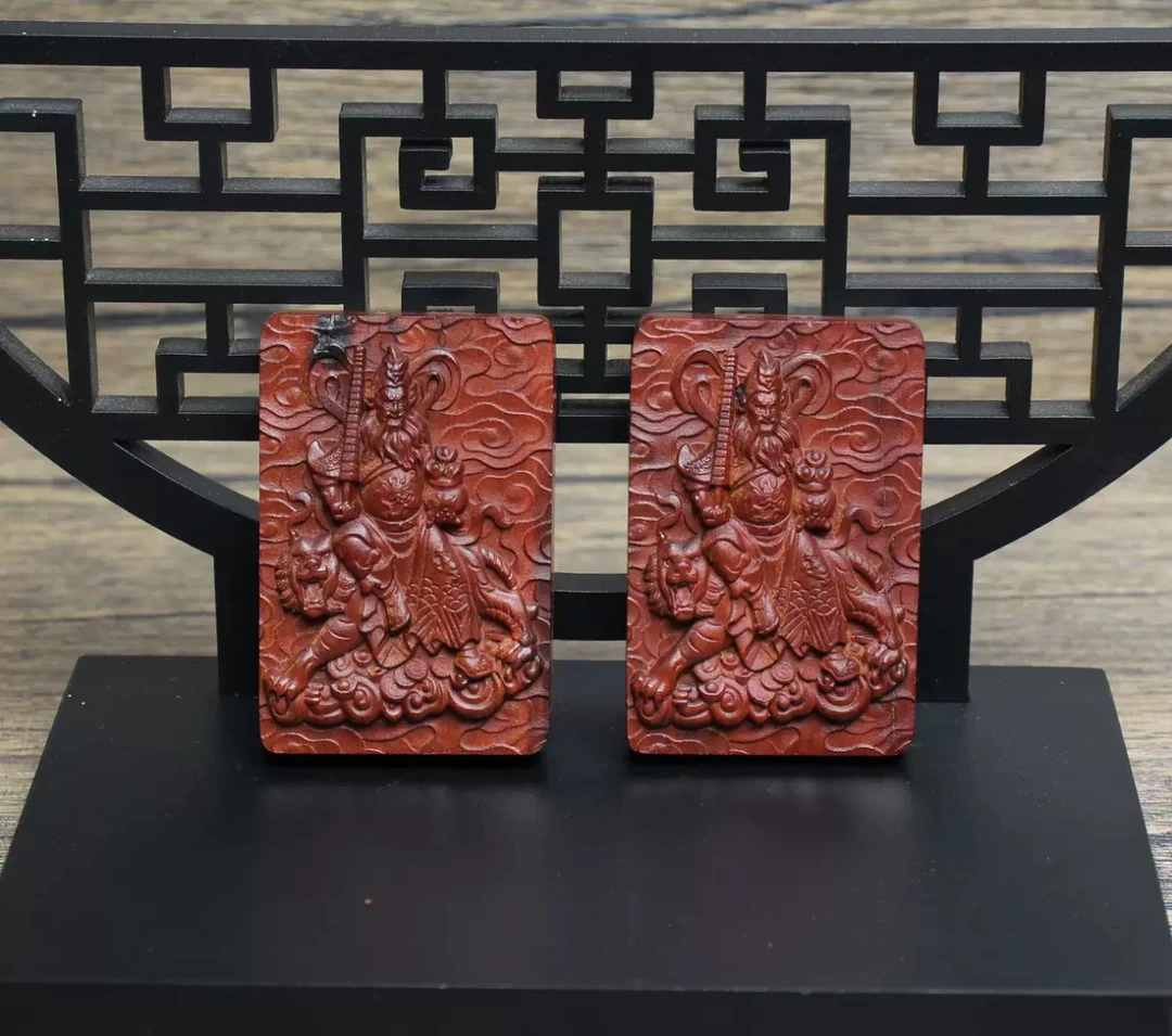 D家老师傅枣木赵公明吊坠牌