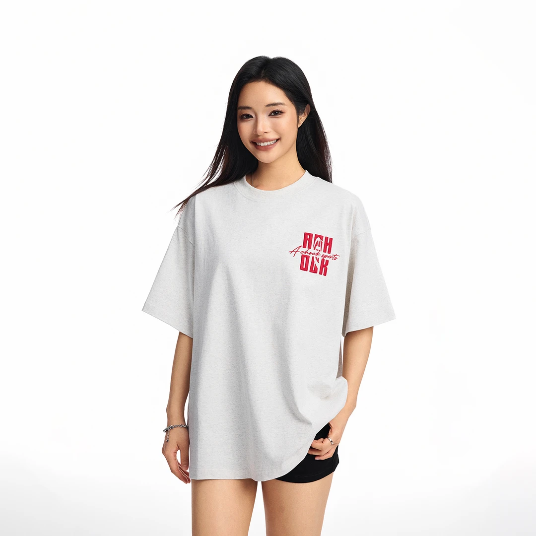 【Achock官方店】美式简约泡印logo圆领短袖潮牌高街半袖T恤男女