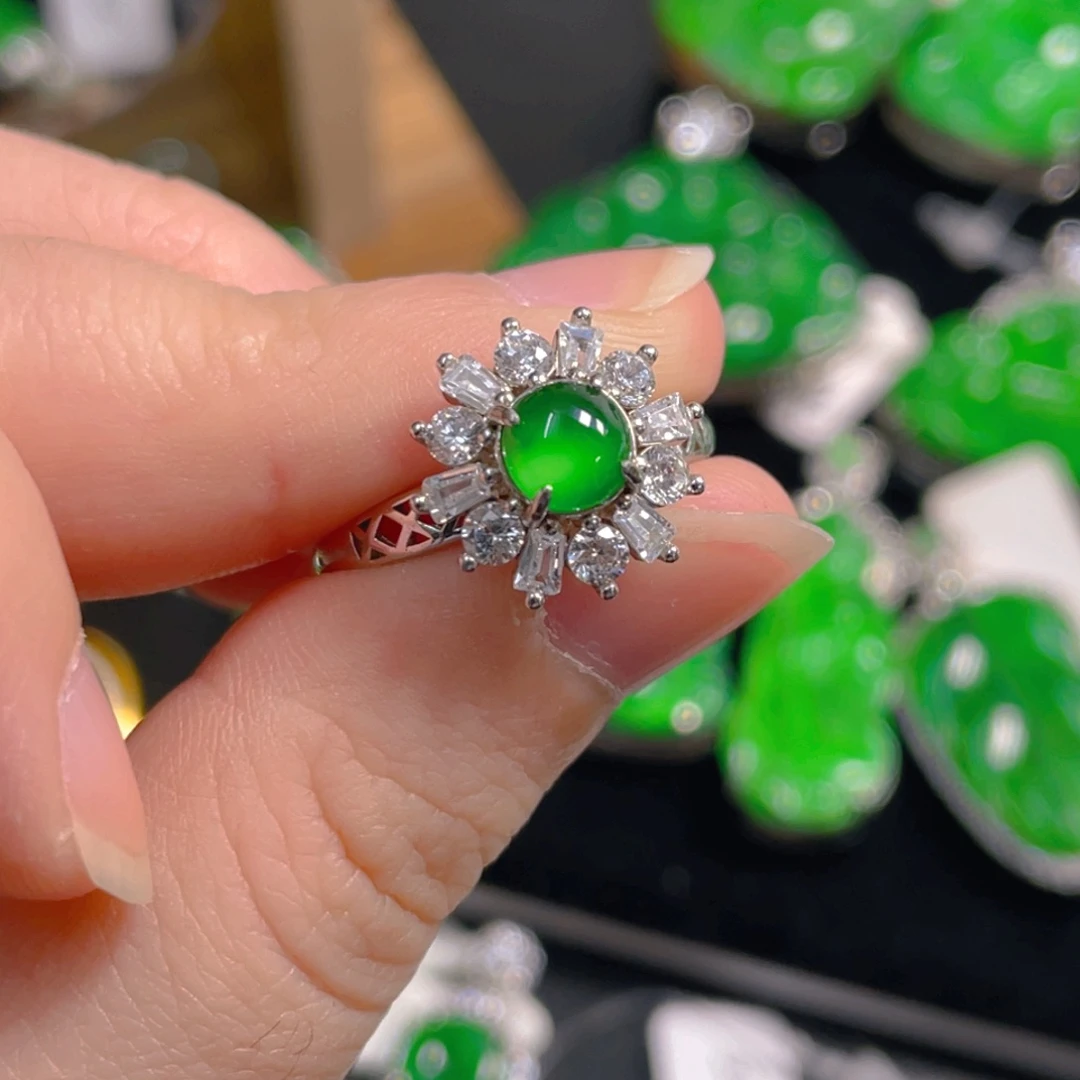 翡翠银S925镶嵌吊坠(不含链)