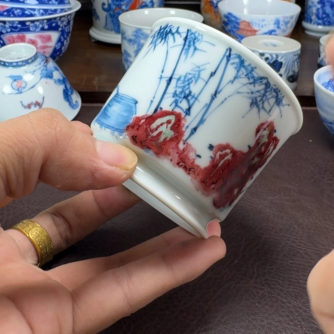羽***风瓷片当代景德镇陶瓷手绘茶具