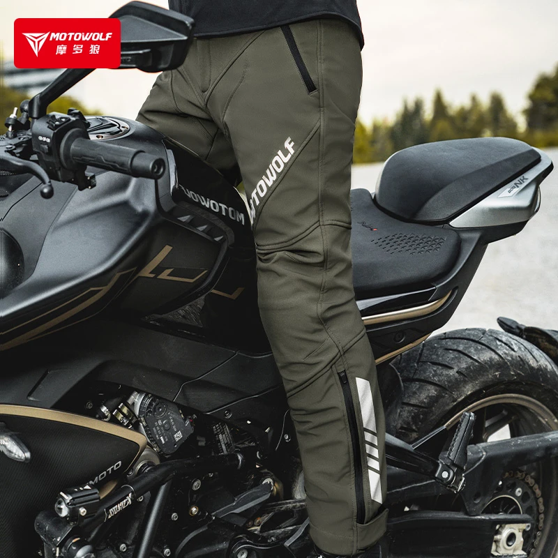 摩多狼摩托车冬季骑行裤加绒防风护腿防摔骑士CE护具骑行装备