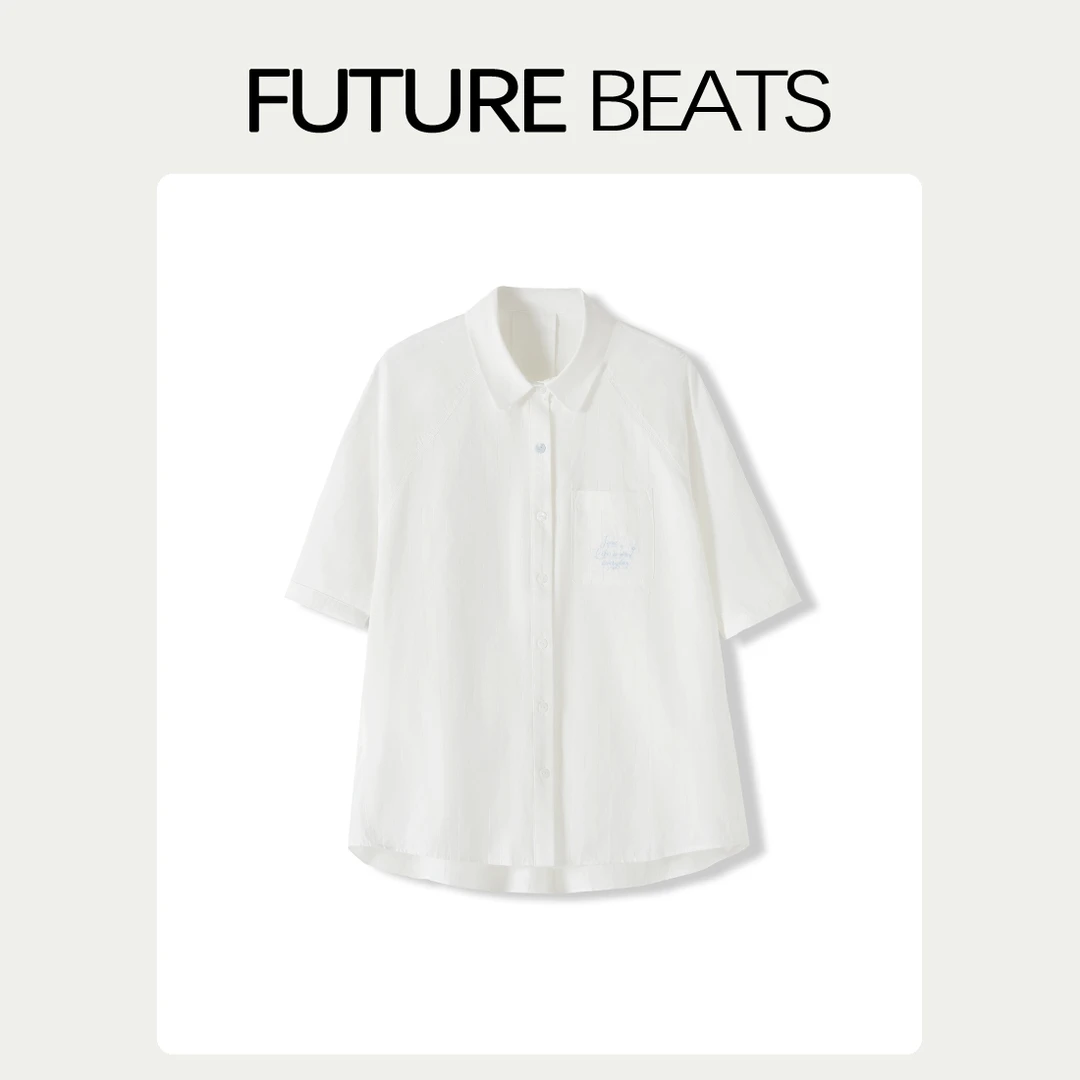 FUTURE BEATS清凉一夏隐形竖条纹短袖衬衫新款上衣 SYS45911