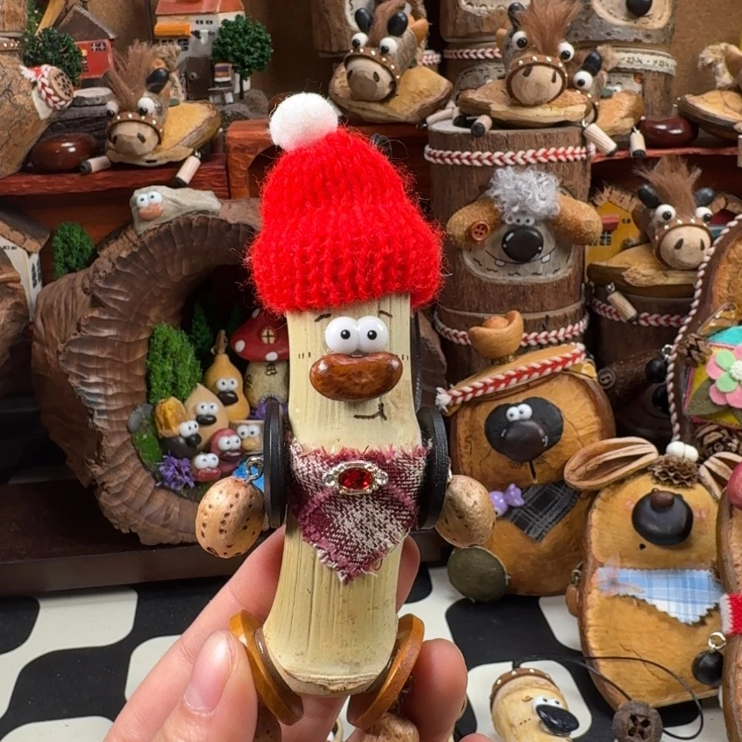 抽***干香榧木竹子挂件小红帽