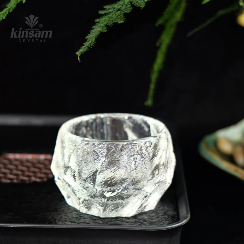 【Kinsam晶盛】原矿水晶纯手工雕刻50cc复古中式禅定冰川圆融杯茶具