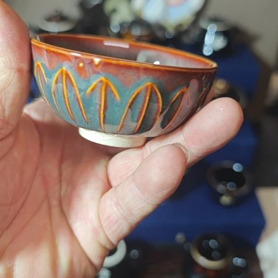天然老黑釉斗笠盏盏