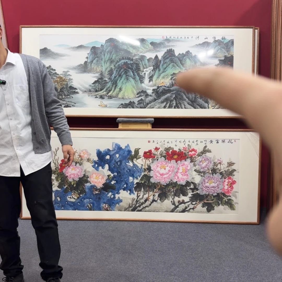 国画带框绘画210/80尺寸