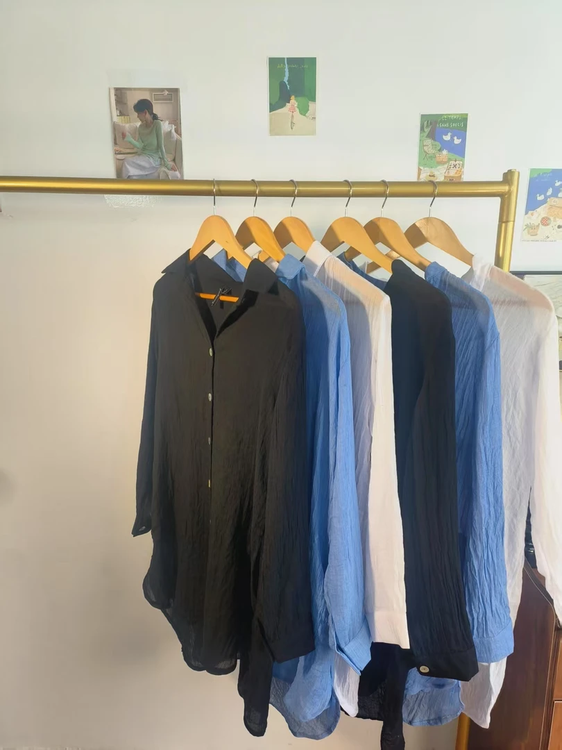 纯色单排多扣显瘦减龄薄款女士长袖开衫2701