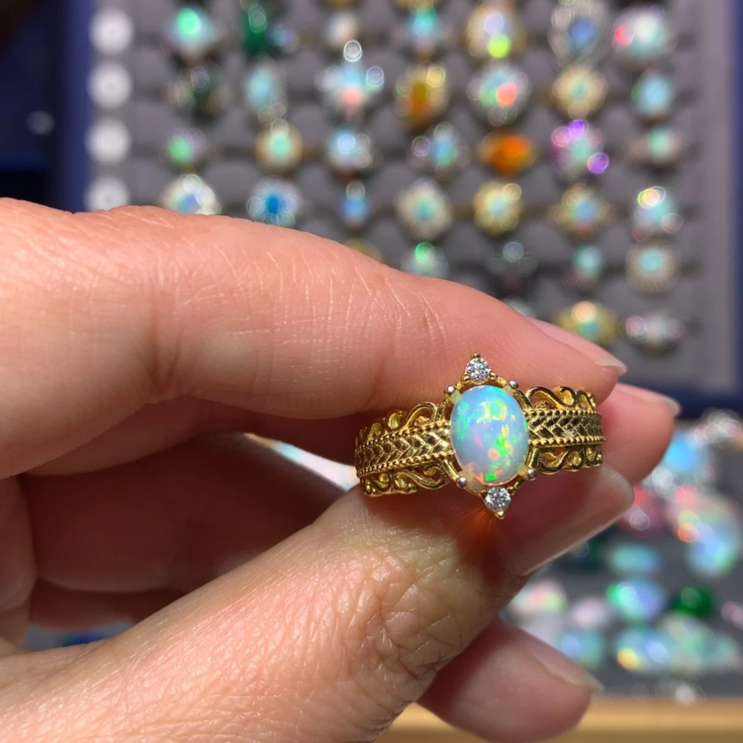 银S925镶嵌欧泊戒指款式