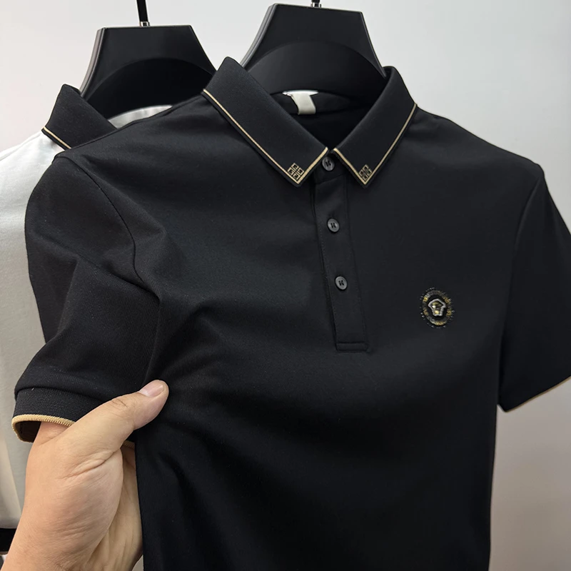 CATIA SELI2025新款夏季高端修身潮流polo衫男士翻领百搭短袖t恤