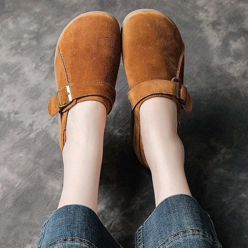 秋季新款松糕厚底休闲妈妈鞋懒人鞋真皮丑萌鞋低跟勃肯鞋软底单鞋