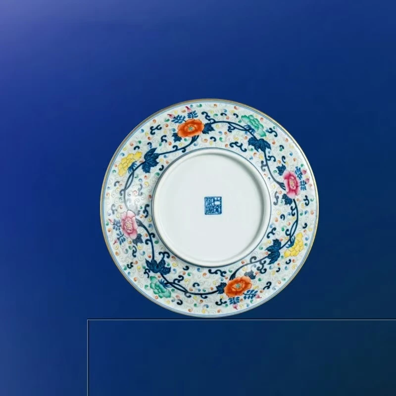 【瓷立方】青花斗粉彩缠枝牡丹内外满绘壶承茶盘