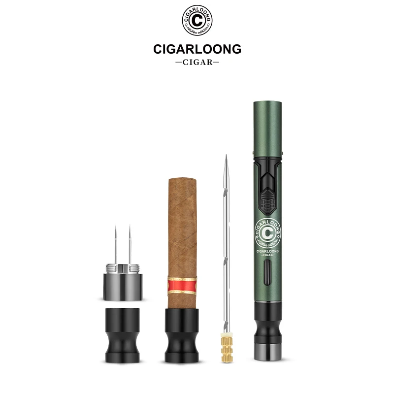 茄龙多功能雪茄打火机五合一防风直冲打火机带通针打孔器CB-24IS