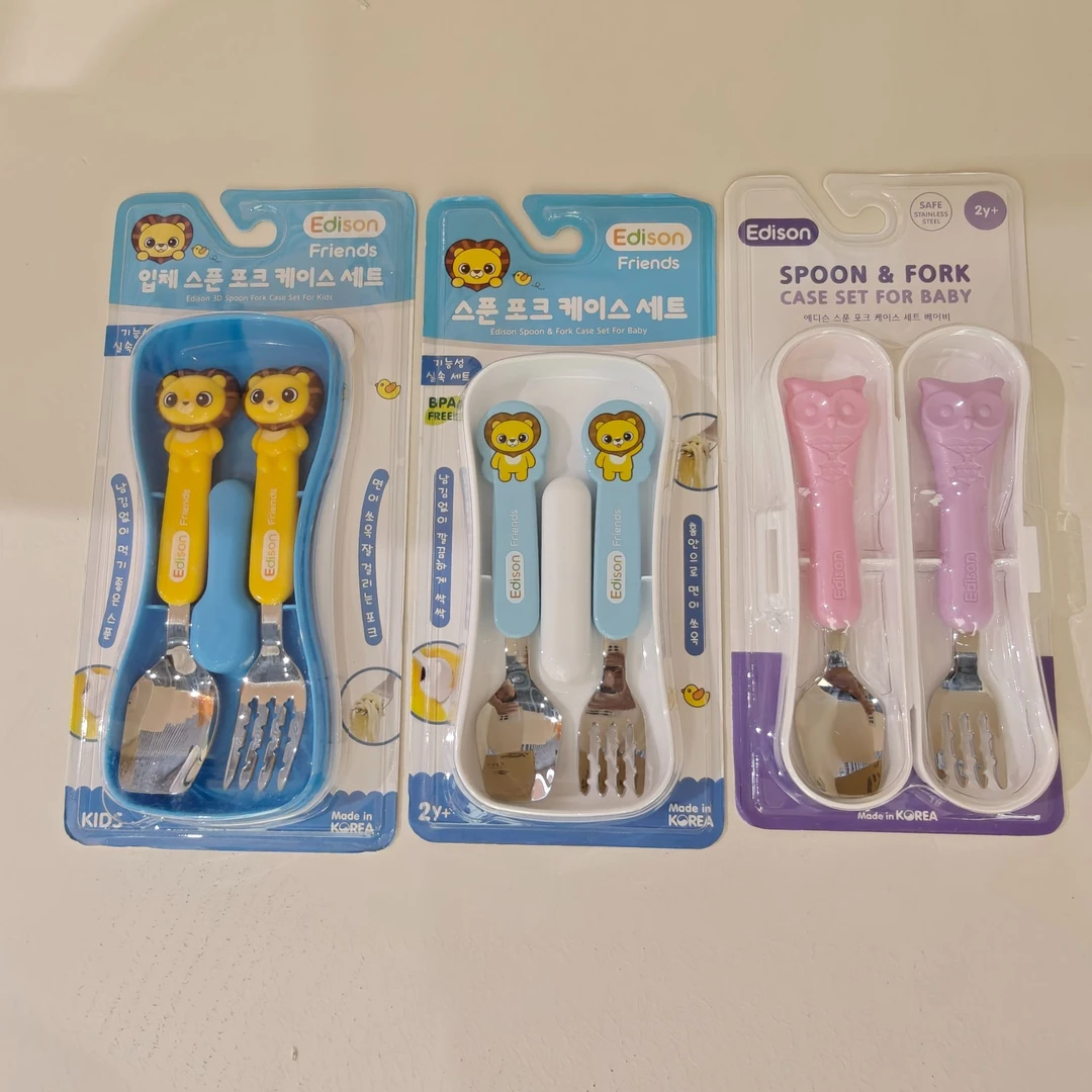 爱迪生不锈钢叉勺立体可爱卡通造型小狮子猫头鹰套装