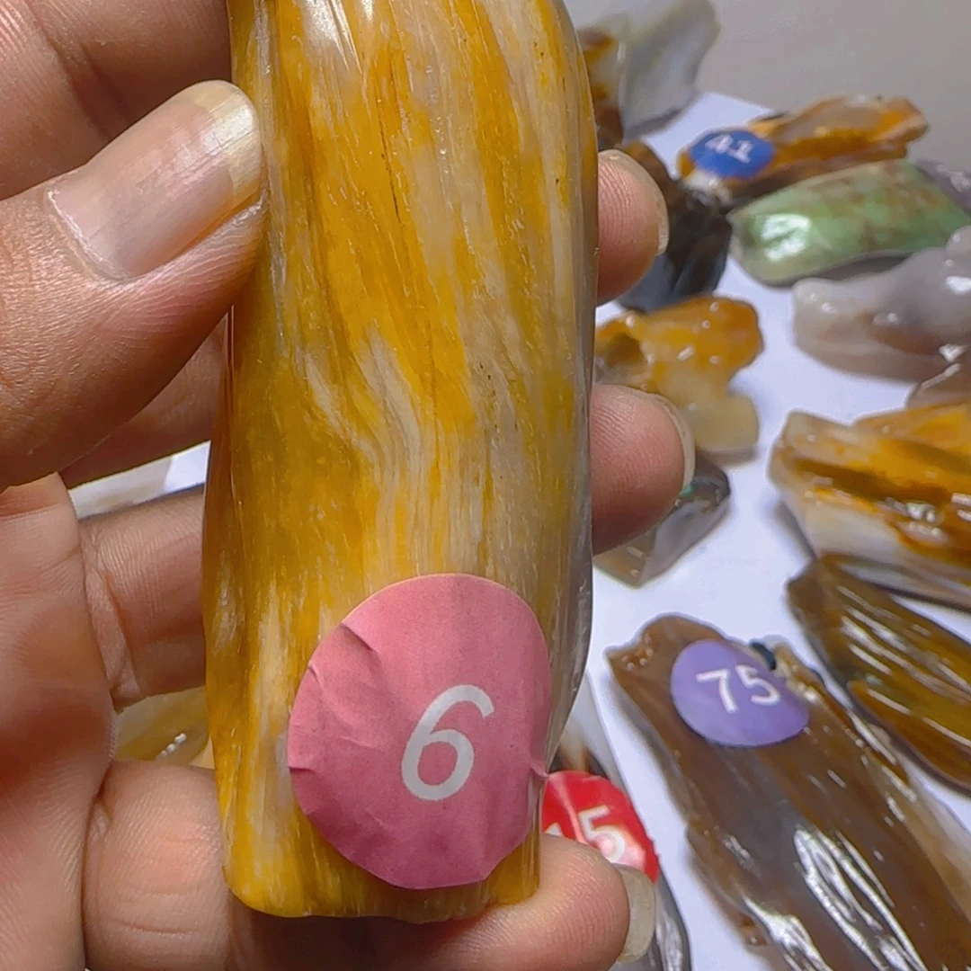 老***周未镶嵌手把硅化玉