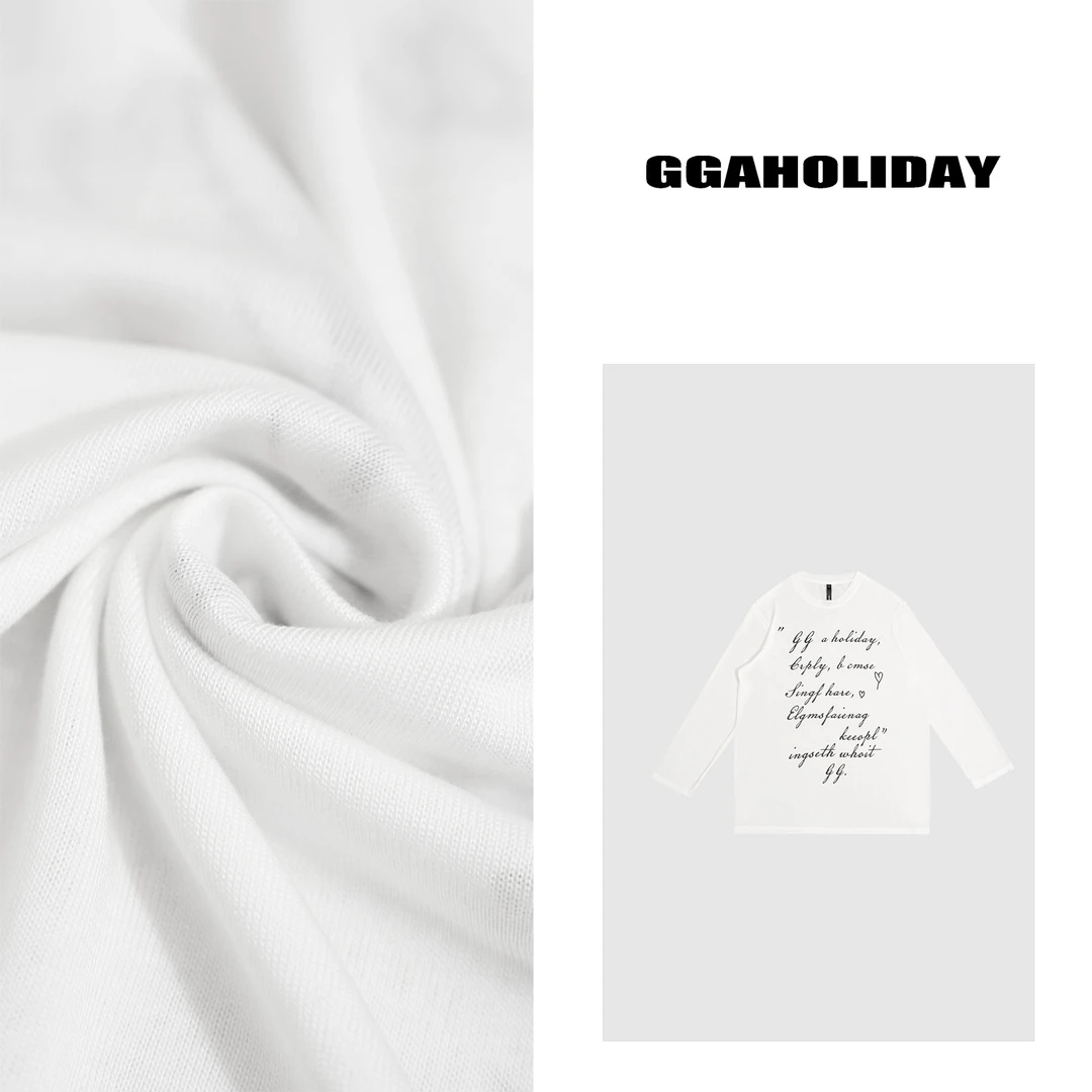 GGAHOLIDAY时尚宽松休闲舒适美式潮流圆领T恤长袖打底衫-151254