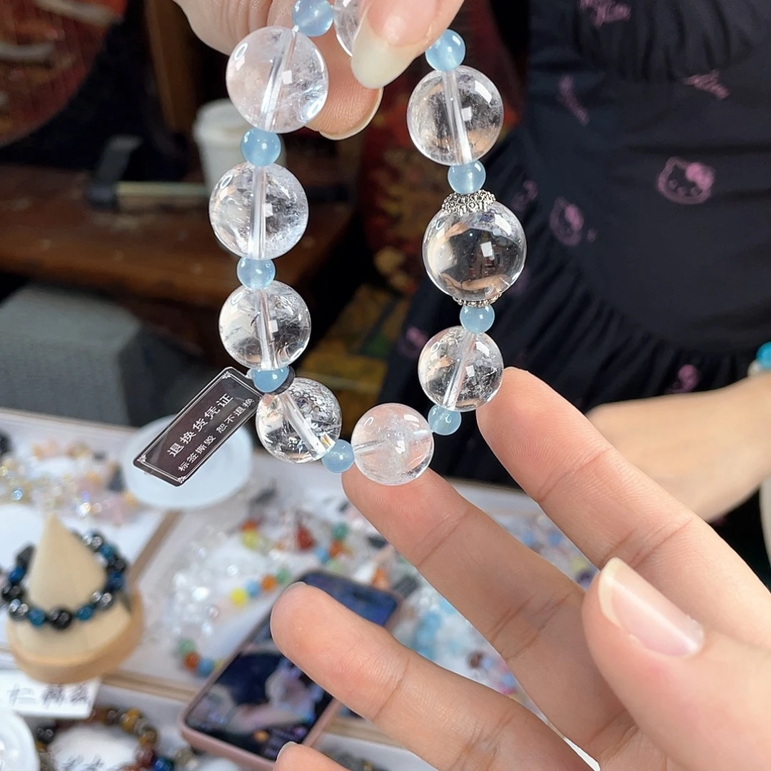 水晶手链银S925镀金镶嵌