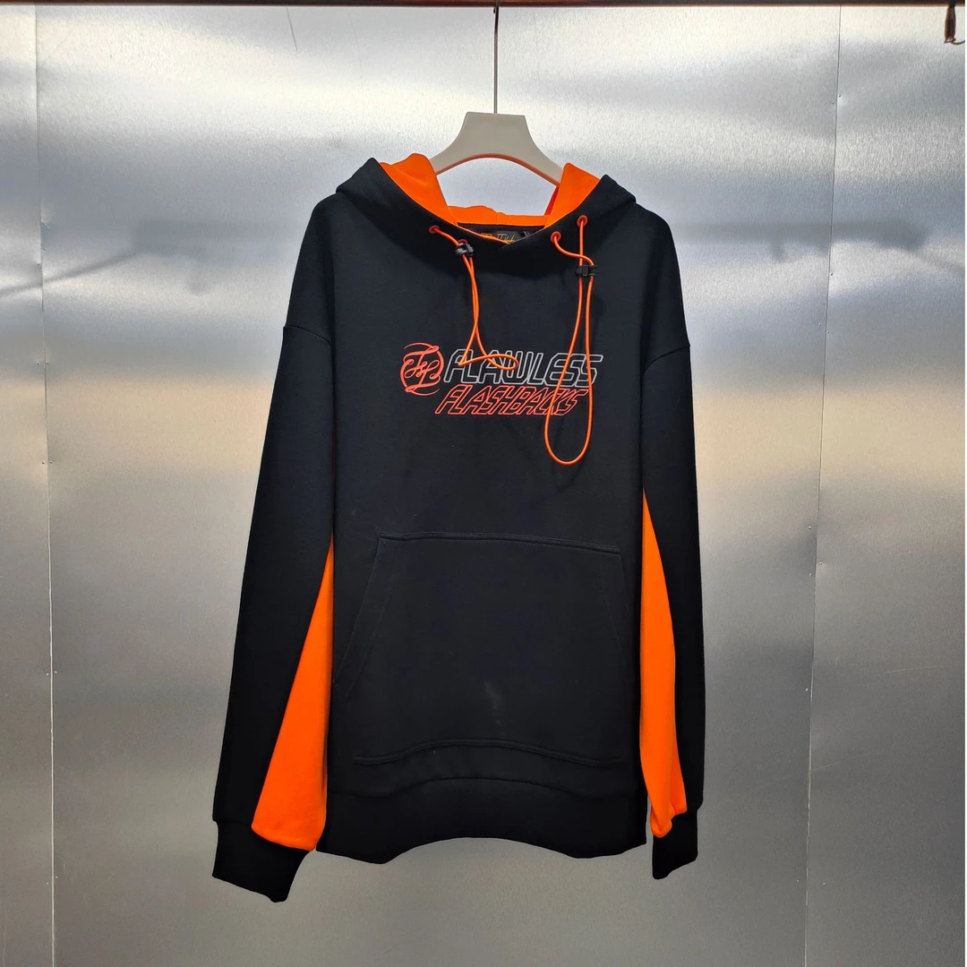 K02-21422-FBF春秋季拼色设计正面字母印花时尚连帽卫衣