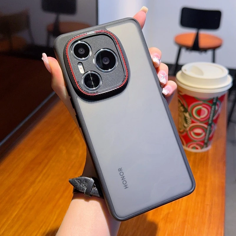 适用荣耀power手机壳红圈镜头肤感磨砂透明荣耀power磁吸防摔