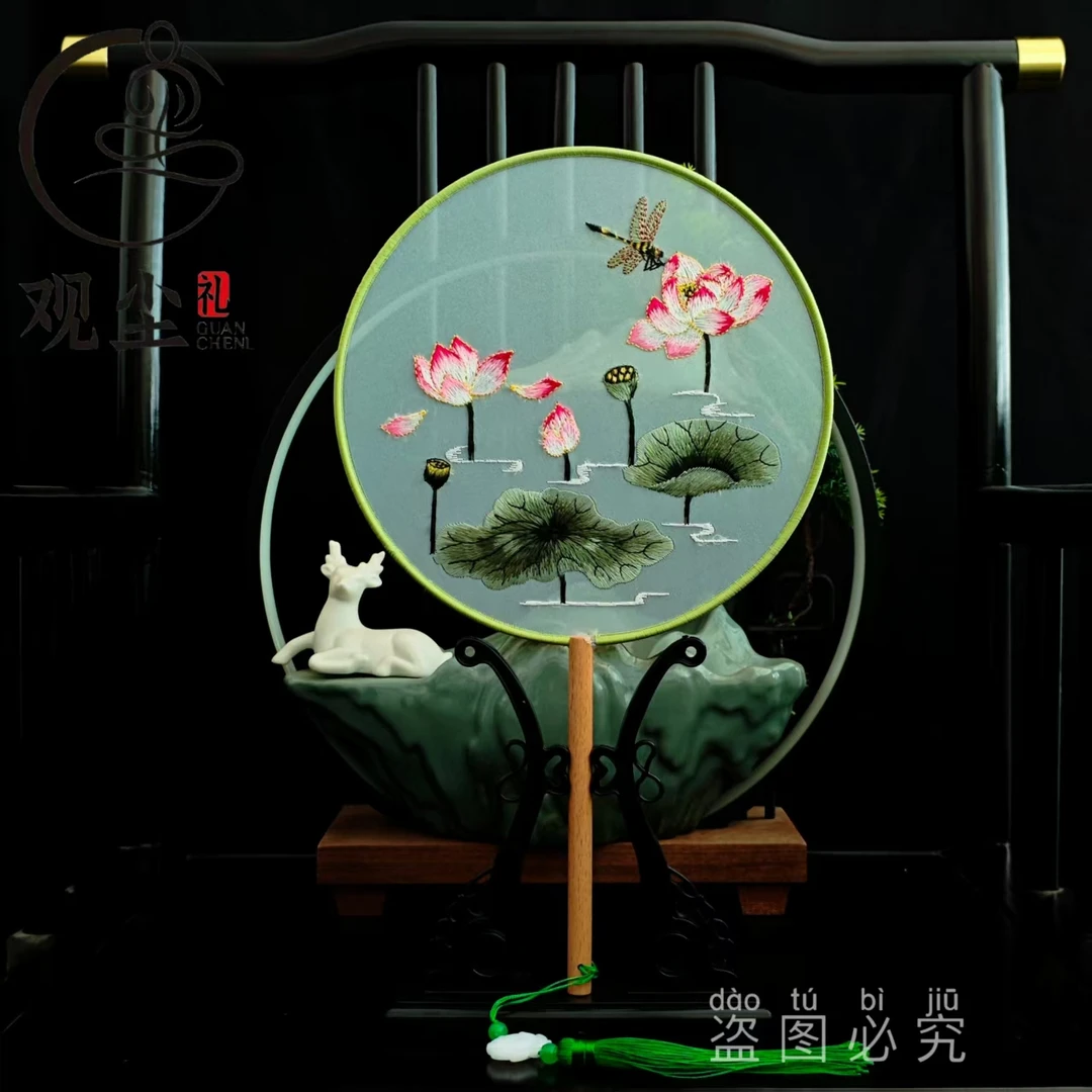 蜻蜓戏荷花古风双面绣刺绣团扇58