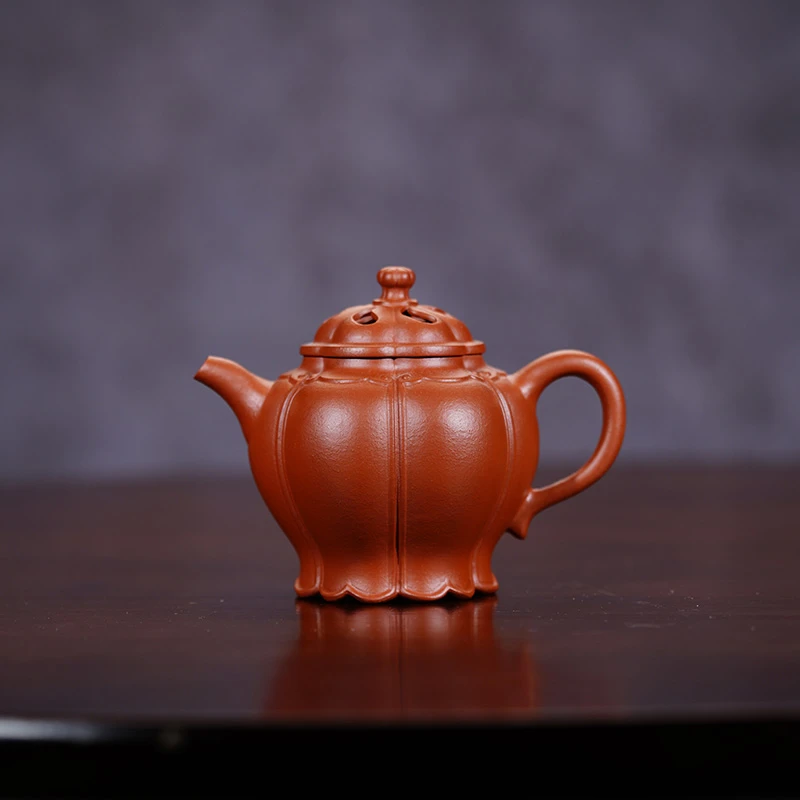 顾脉李氏红泥筋纹筋纹高仕200cc宜兴黄龙山原矿全手工紫砂壶