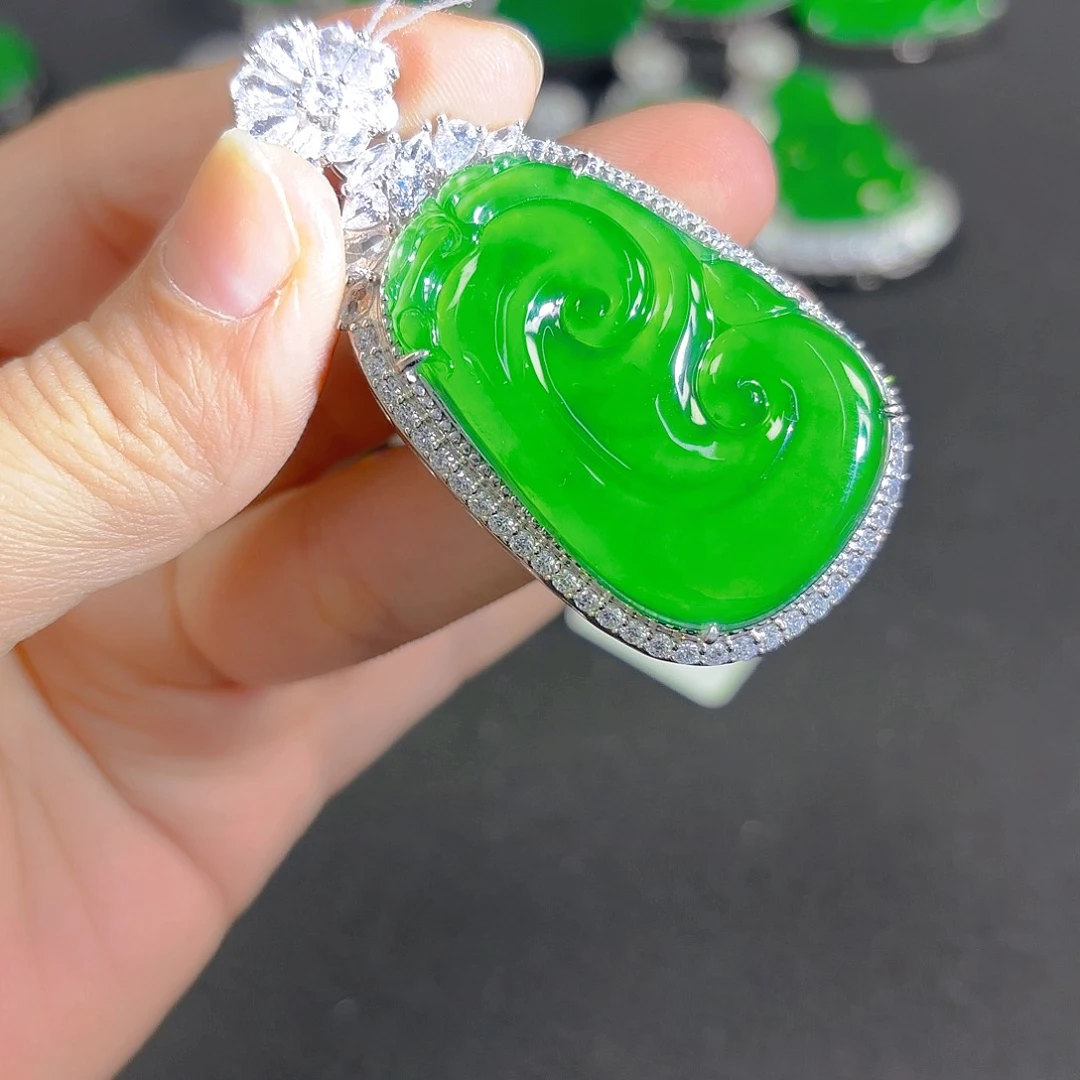 翡翠银S925镶嵌吊坠(不含链)