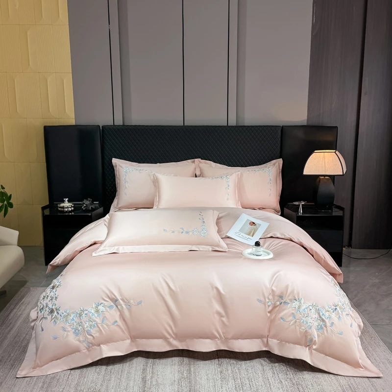 2025春夏新款全棉绣花四件套轻奢高档简约欧式四件套