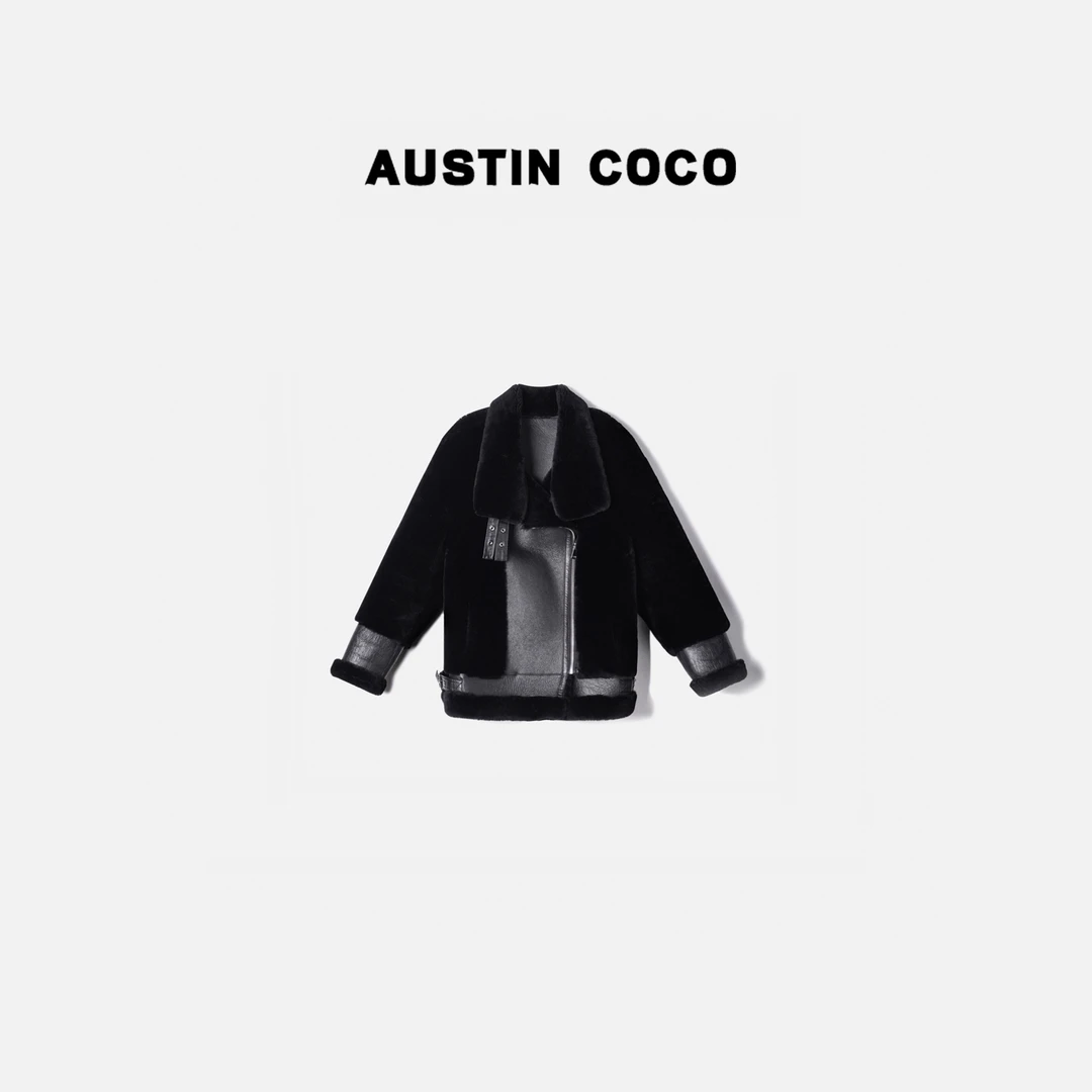 AUSTIN COCO/皮毛一体机车款女士冬季绵羊毛皮外套2257