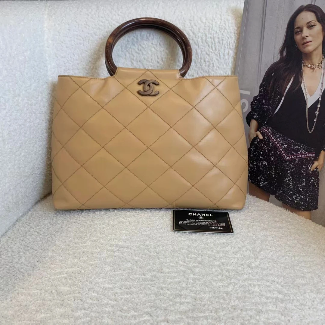 95新 Chanel/香奈儿 壹臻/ 奶茶色中古tote包 6开 73784554