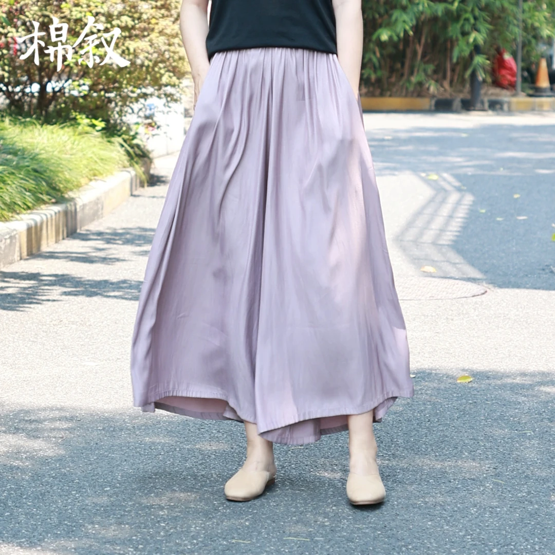 棉叙高腰垂感神仙阔腿裤女夏季宽松薄款休闲裙裤15787