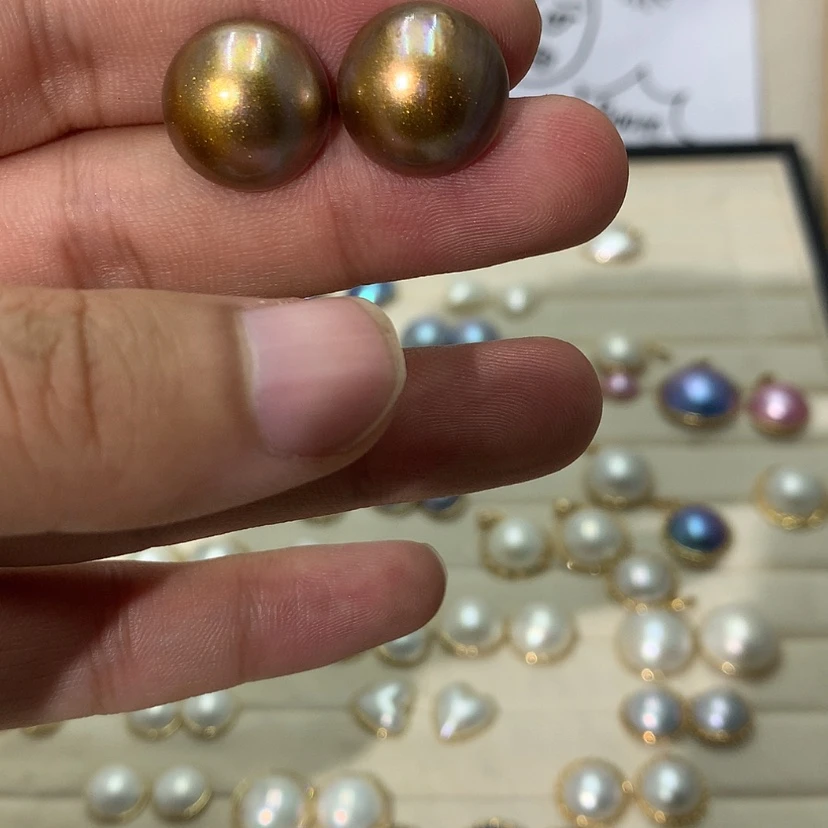 【闪购商品】耳饰拼合珍珠(马贝珠)银S925镶嵌