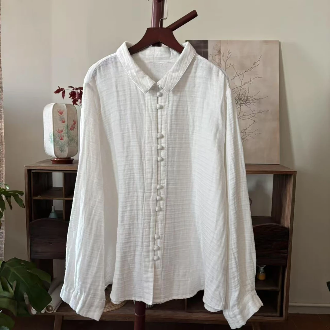 【大梅子推荐】设计款亚麻单排扣衬衫X7098