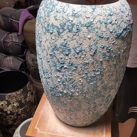 紫砂花盆口22高度46青花瓷