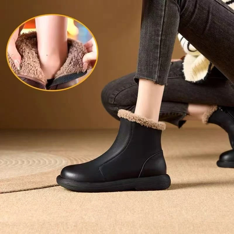 厨房防滑鞋女防水防油鞋子黑色皮鞋上班不累脚工作鞋秋冬加绒棉鞋