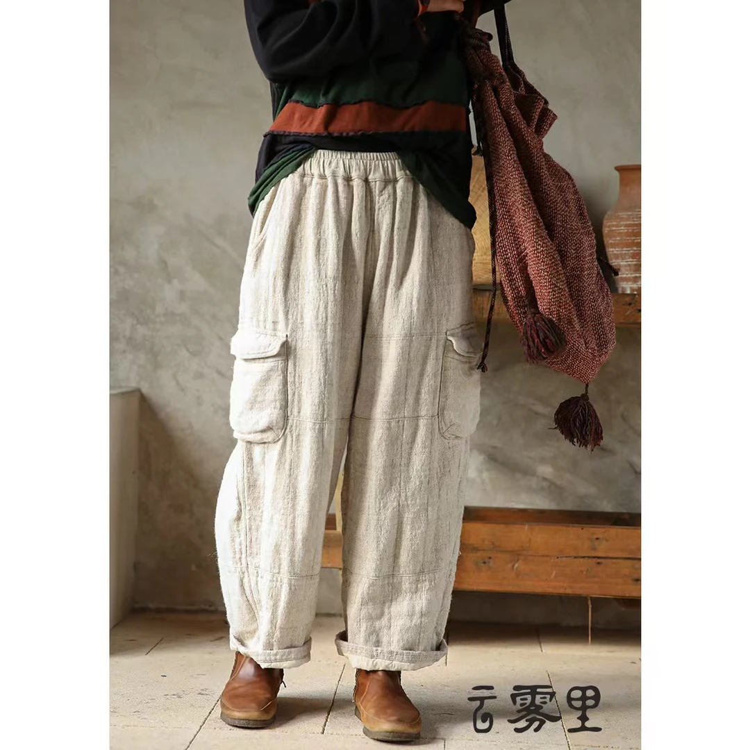 素朴布衣 云雾里5005复古文艺松弛感宽松挺括随性恣意休闲裤