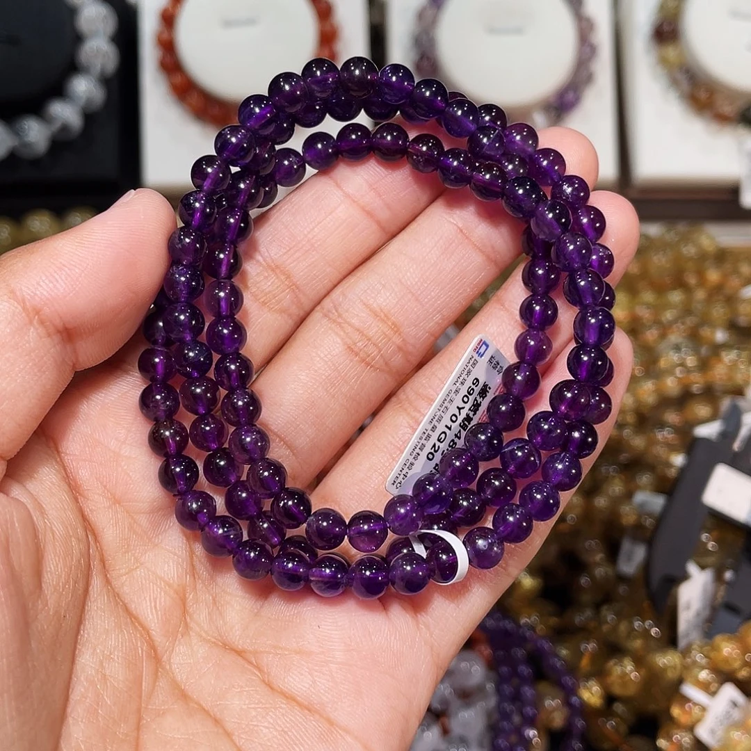 发晶未镶嵌手链多圈乌拉圭紫水晶6.8mm