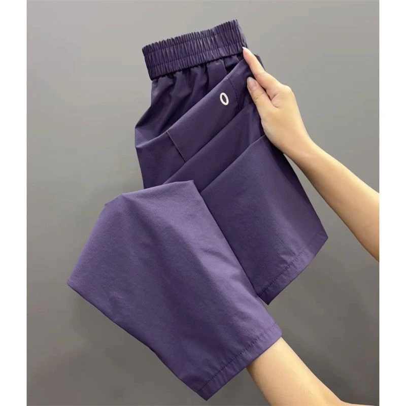 夏季轻薄速干裤洋气高腰小个子哈伦女新款显瘦百搭时尚休闲八分裤