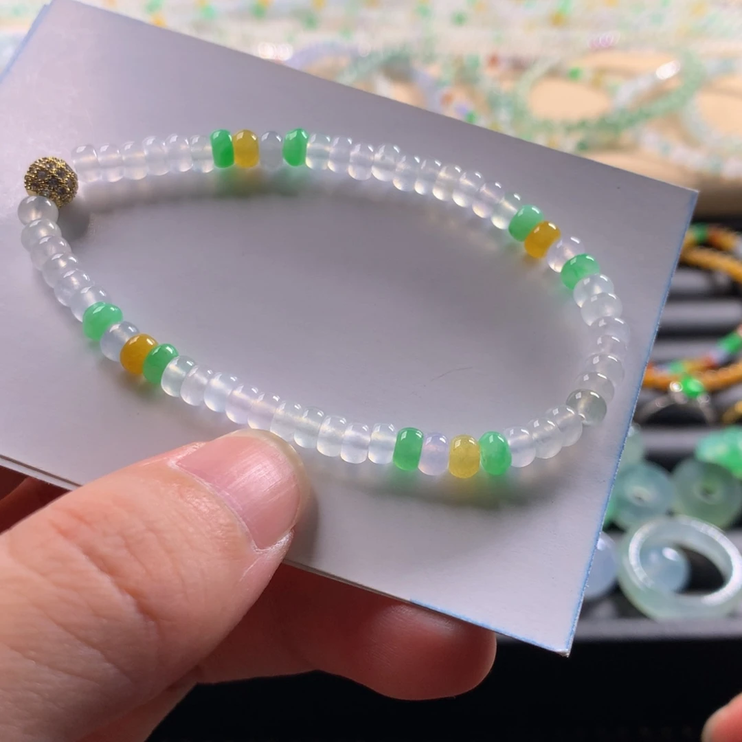 翡翠未镶嵌手链天然缅甸翡翠卡4.5