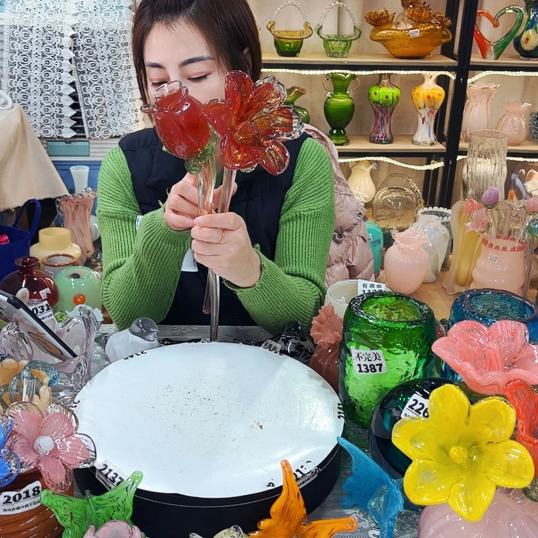 2朵福利花 家悦琉璃工艺品