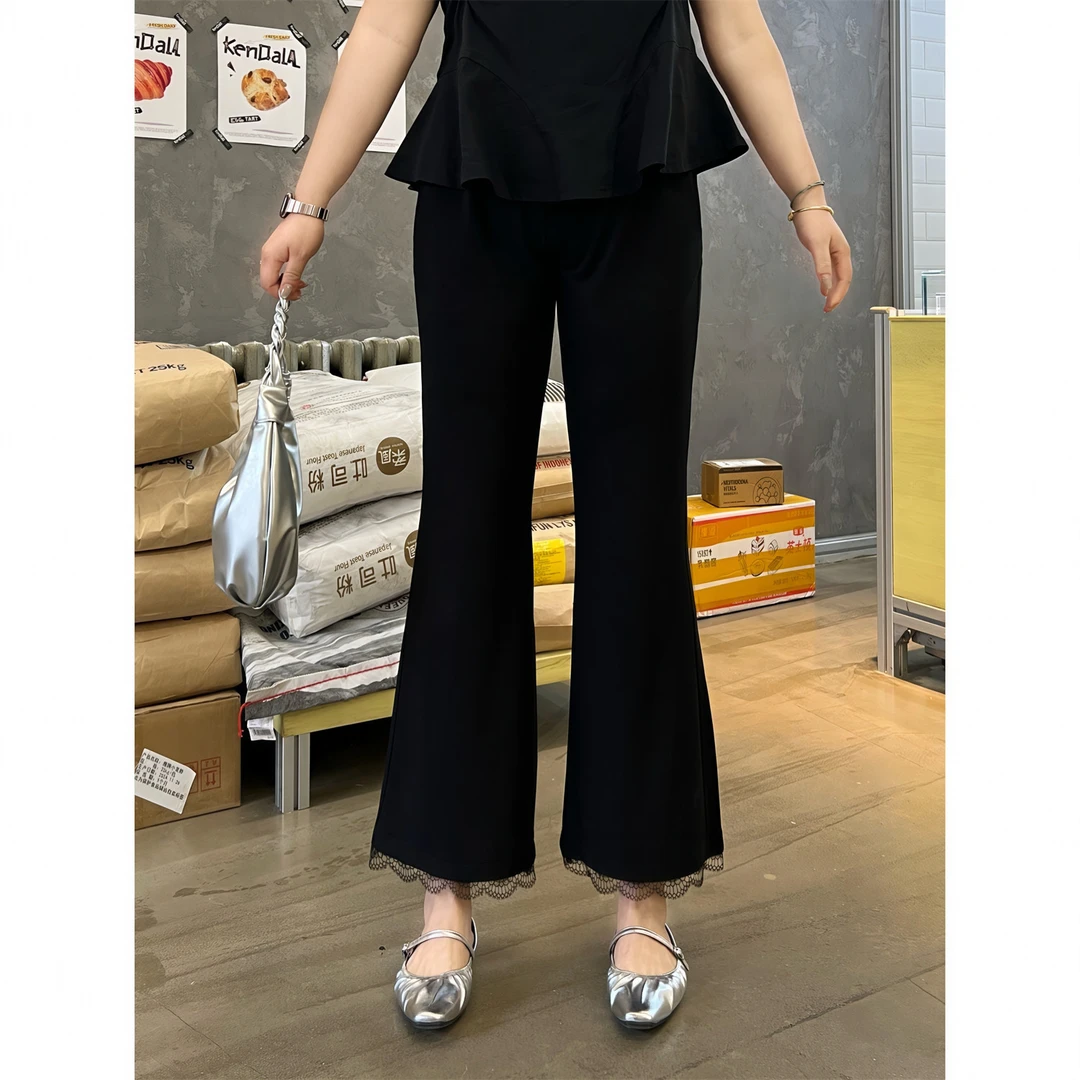 断码捡漏~路易斯安 /夏款弹力显瘦微喇裤14649花契大码胖mm200斤