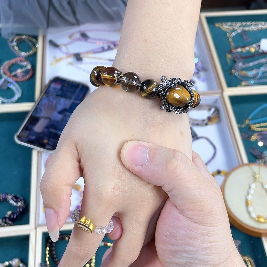 水晶手链银S925镀金镶嵌