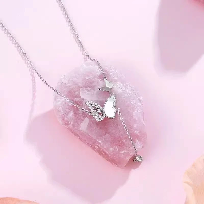 坠链均925银 光影蝴蝶项链女S925银轻奢蝴蝶欧若风情人节送女友