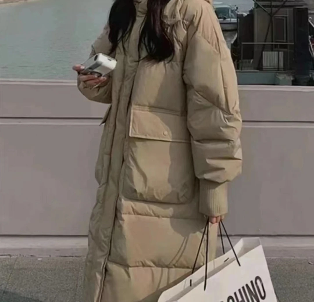 【宠粉巨亏】冬季中长款羽绒服鸭绒韩版连帽加厚款大被子保暖