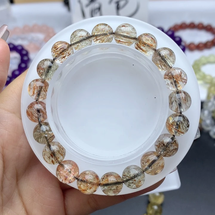 水晶手串未镶嵌黑金超七卡9.7m m