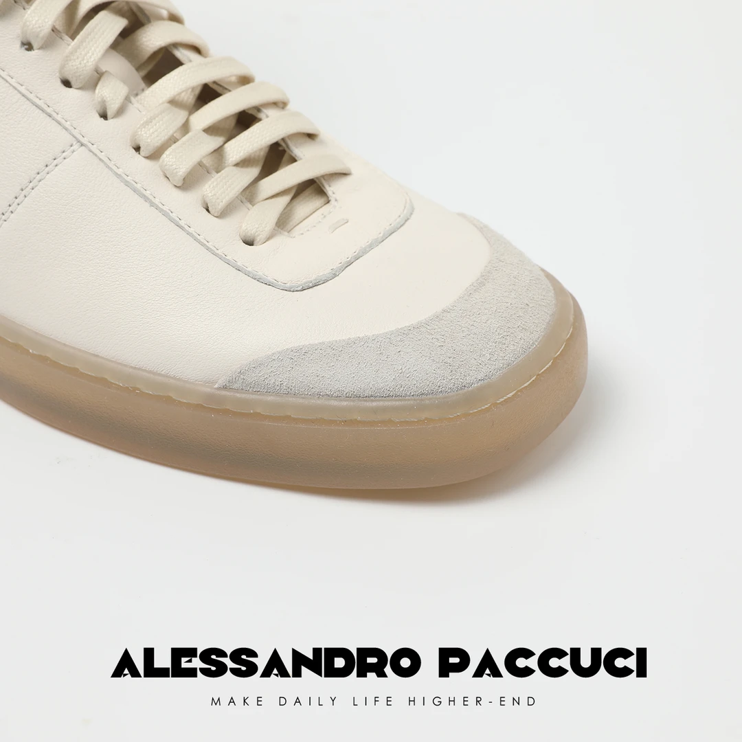 AP洛哥43081XH 白色小牛皮系带平底百搭时尚休闲鞋高帮鞋